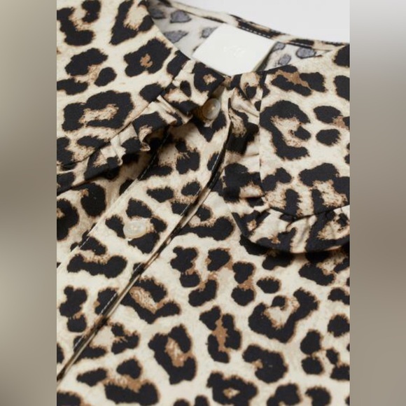 NWT H&M animal print dress w puffed sleeve and collared sz large - Picture 3 of 10